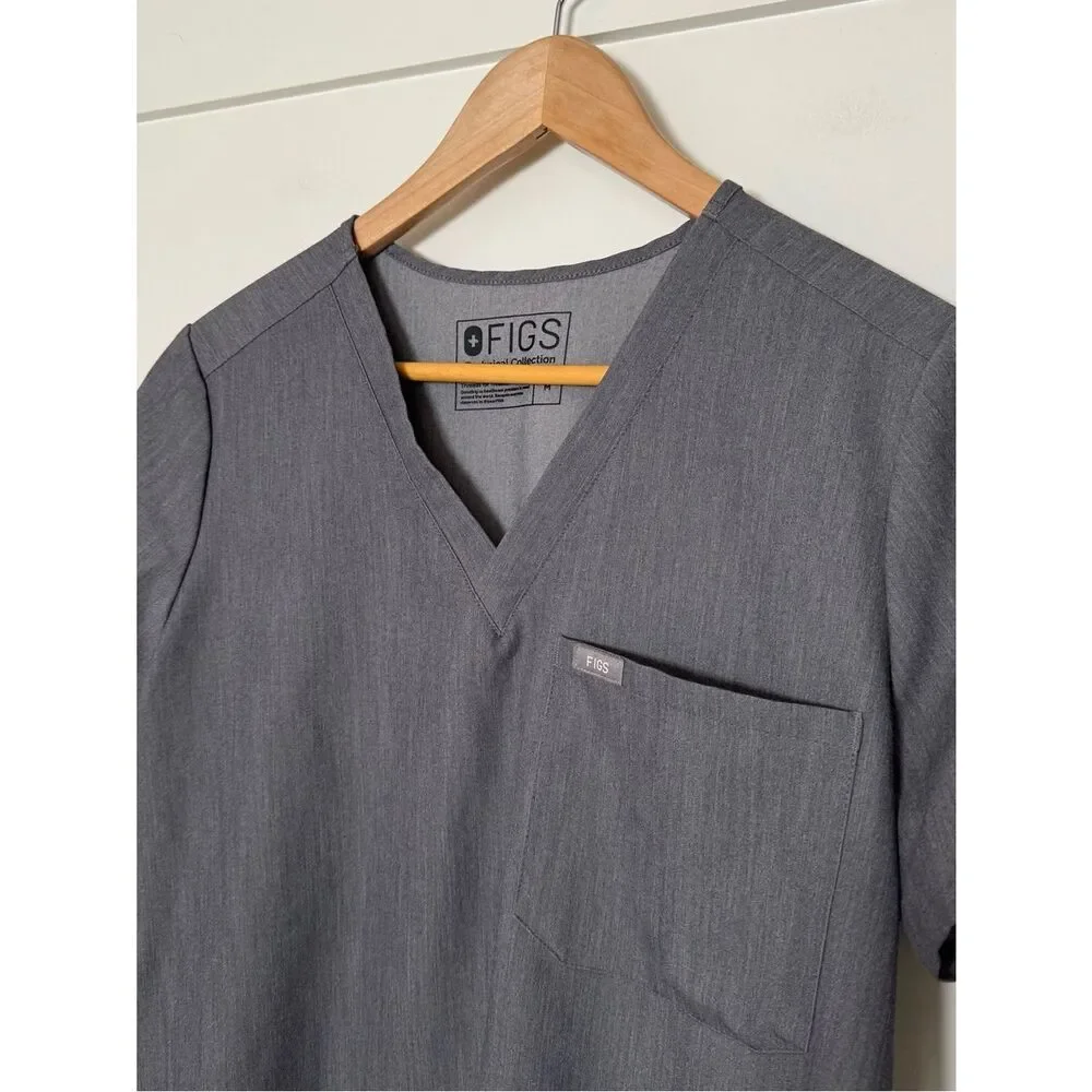 Figs Scrubs Top Catarina One-Pocket Womens Sz M Graphite Medical Nurse PO1568